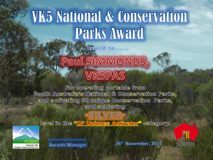 VK5PAS Silver Uniques CP Activator