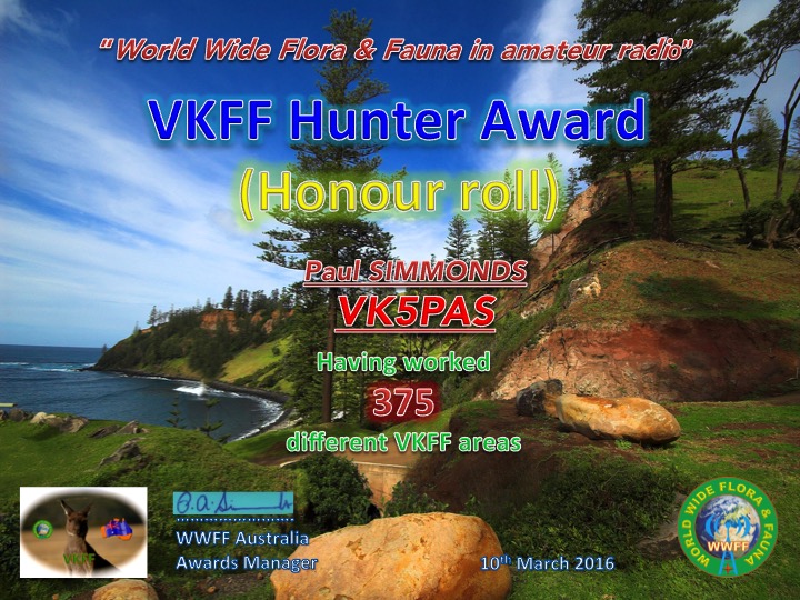 VK5PAS VKFF Hunter Honour Roll 375