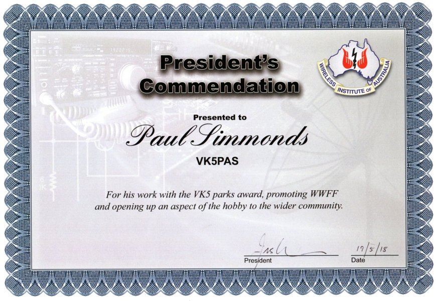 WIA Commendation
