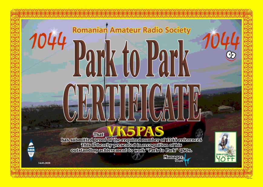 P2P YOFF 1044 VK5PAS 2020