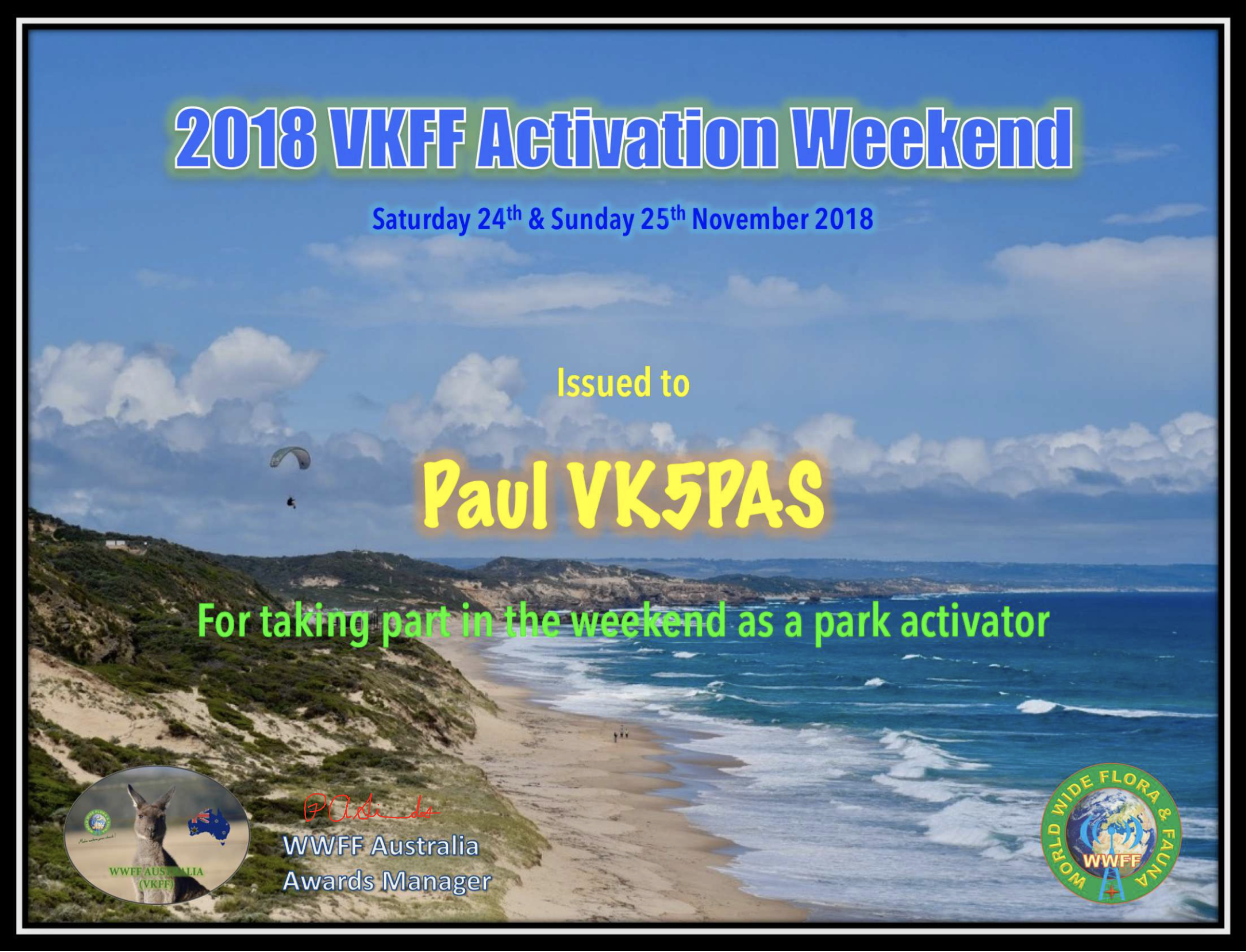 VK5PAS 2018 VKFF Activation Weekend