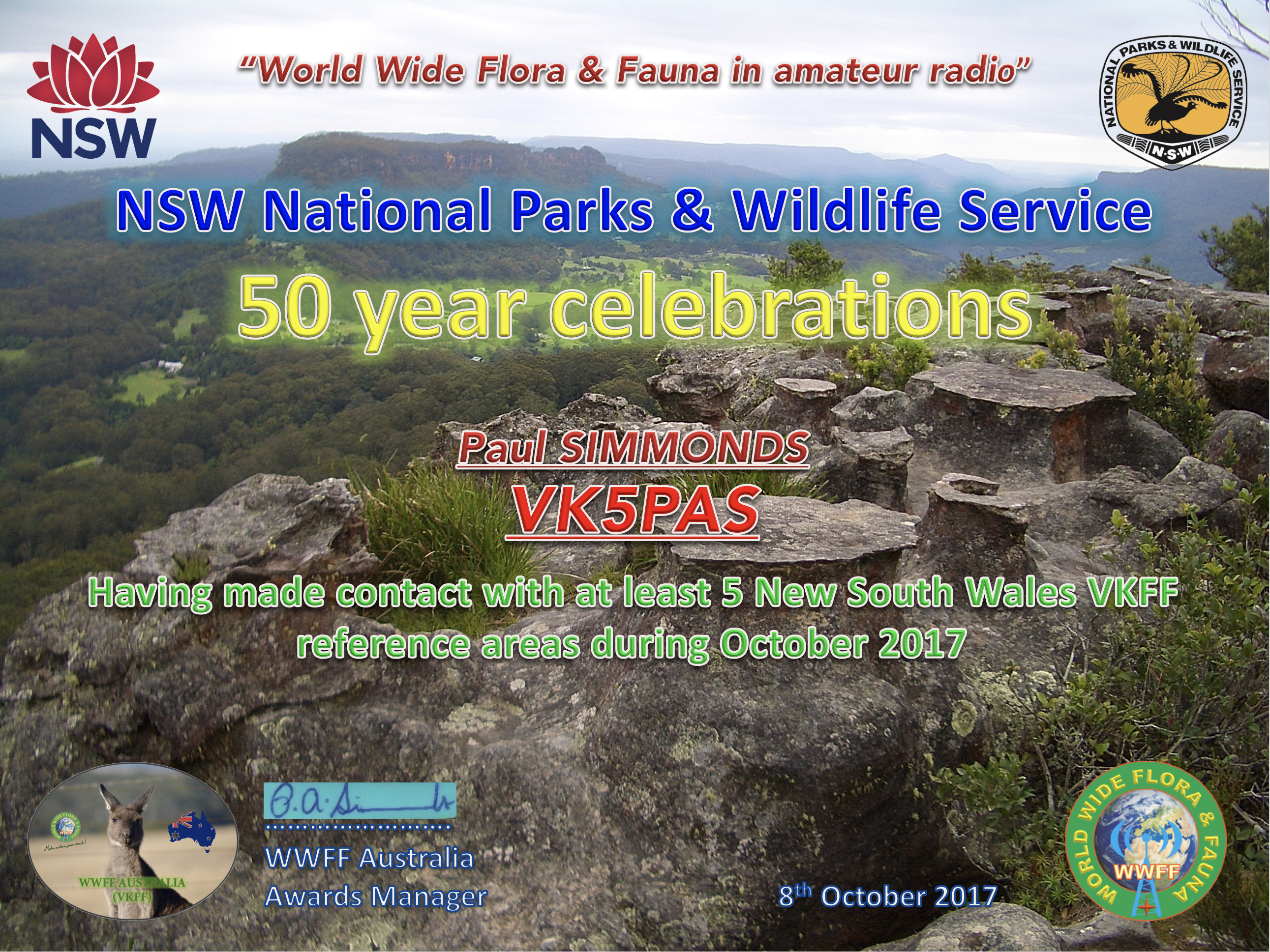 VK5PAS NSW NPWS 50 year celebrations Hunter