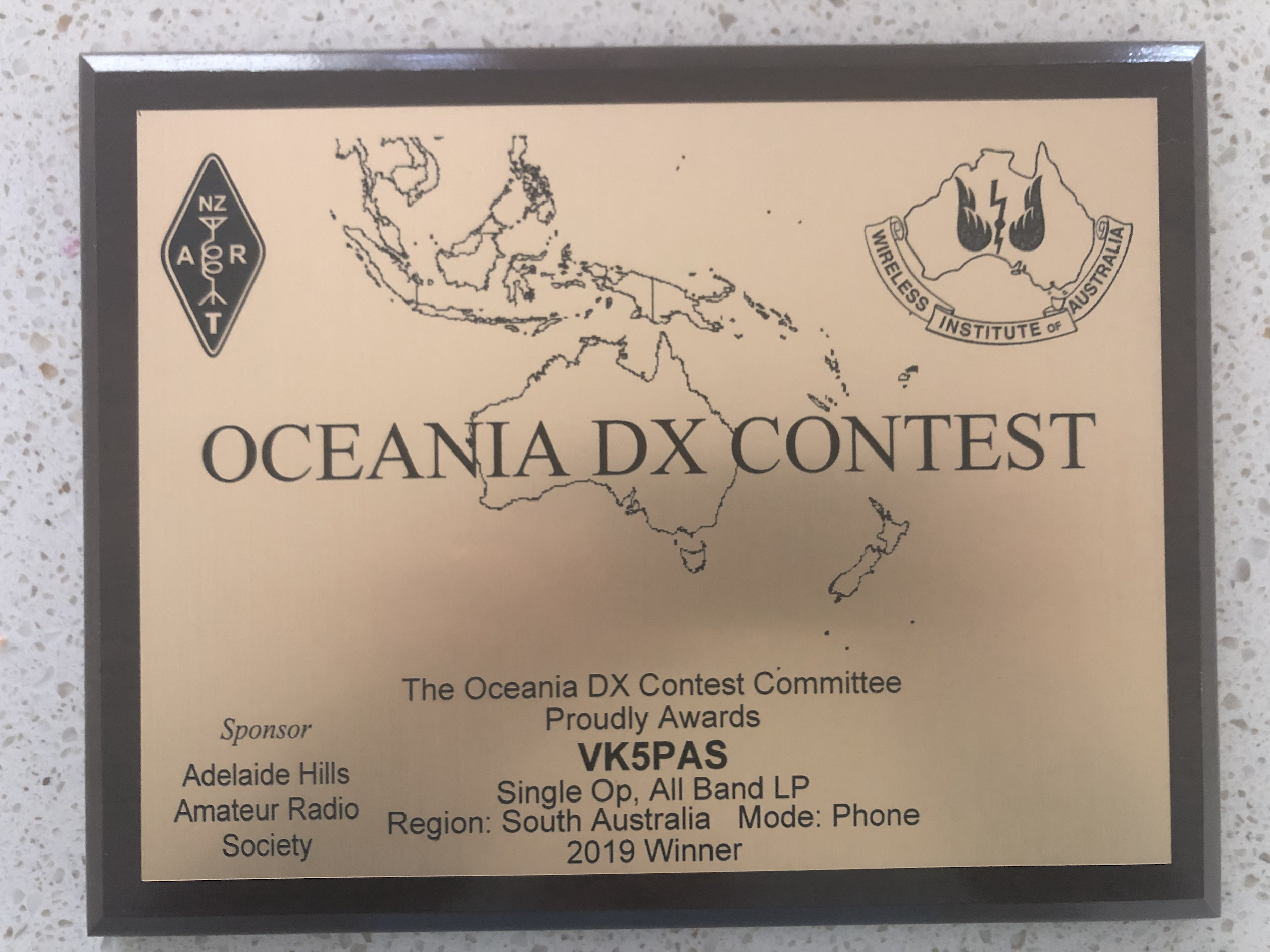 2019 Oceania plaque