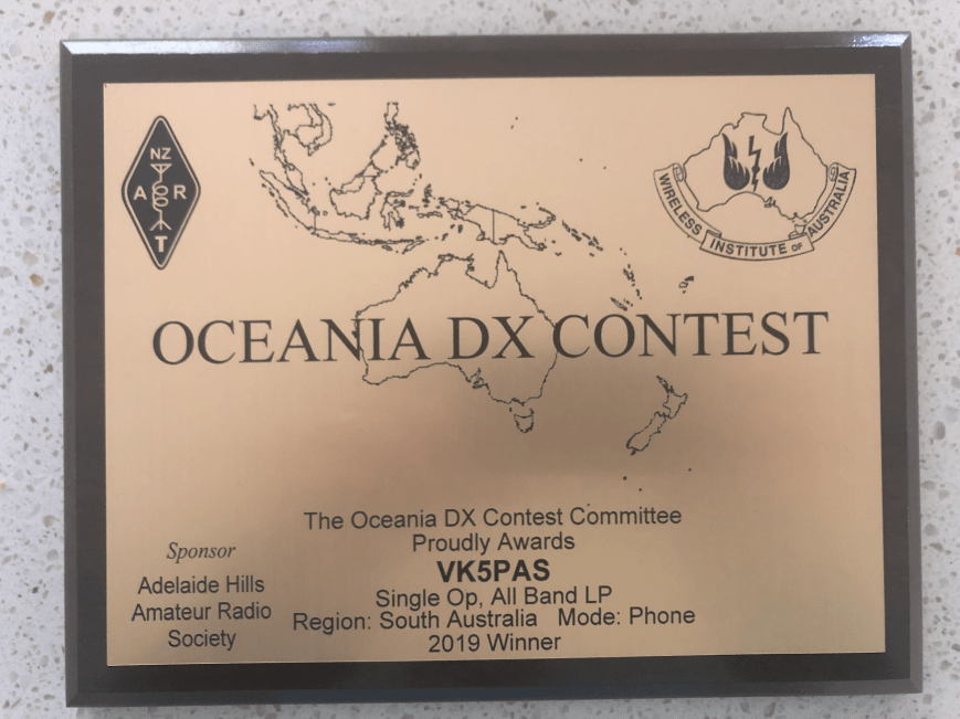 2019 Oceania plaque